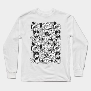 Doodles get crazy to have the best place when posing for a pattern design Long Sleeve T-Shirt